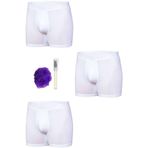 Tutku Erkek Likralı Elastan Boxer 3'lü Set + Kalem Parfüm + Lif, Beyaz, S