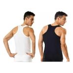 Tutku Erkek Ribana Sporcu Rambo %100 Pamuk Atlet 6'lı Paket (3 Beyaz - 3 Siyah) - Siyah - Beyaz
