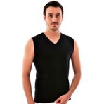 Tutku Erkek Siyah V Yaka Elasthan Fanila, 2XL Beden, 6 Adet Set