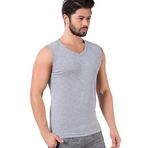 Tutku Erkek Ter0401 Ribana Spor Fanila V Yaka (6 Adet) Beyaz, Gri, XL