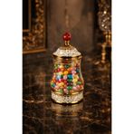tutku home Porselen Detaylı Cam Kavanoz, Drajelik - 500 Ml