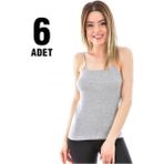 Tutku Ip Askılı Atlet 6lı Gri Kadın Nefes Alabilir Hafif Tasarım - Çok Renkli - Standart