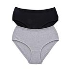 Tutku Kadın İç Giyim, Bato Külot, Gri-Siyah, 2XL, 2'li Paket