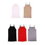 Tutku Kadın Karışık Renk İp Askılı Pamuk Atlet, 5 Adet, XL-2XL Beden