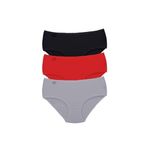 Tutku Kadın Yüksek Bel Hipster Külot, 3'lü Paket, Siyah-Kırmızı-Gri, XL