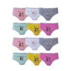 Tutku Kız Çocuk Baskılı Renkli Külot, 12'li Set, 9-10 Yaş, Likralı Slip