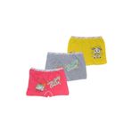 Tutku Kız Çocuk Boxer Külot 0181 3'lü Paket, Sarı-Pembe-Gri, 5-6 Yaş
