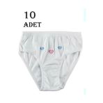 Tutku Kız Çocuk Külotu,%100 Pamuk, Beyaz, 9-11 Yaş, 10'lu Paket