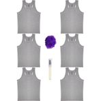 Tutku Ribana Likralı Sporcu Rambo Gri Erkek Atlet, 6'lı Set + Kalem Parfüm + Lif, S Beden