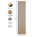 TUTKUNLAR PANEL Akustik Duvar Paneli Çıtalı MDF Ahşap Ses Yalıtımlı Dekoratif Duvar Kaplama Slat Wall Panel Keçeli TV Arkası Dekor Kaplama 60x280 cm
