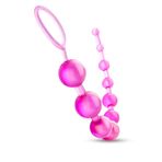 Tutma Halkalı Anal Plug Dereceli Toplar Silikon Anal Tıkaç Pembe Gizli Paket