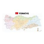 Tutunabilir Kağıt Türkiye Il Ilçe Haritası Yazı Tahtası Akıllı Kağıt Tahta Kalem Hediyeli Dekoratif 95X200 cm