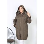 TUTveAL Collection su itici mont, büyük beden mont, kapitone, içi tüylü mont, kışlık kaban, kapüşonlu mont,