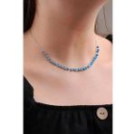 Tuuaz Taşlı Rodyumlu Gümüş Choker Kolye7248