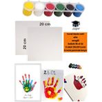 Tuval Baskı Seti Aile Sevgili Bebek İlk El İzi 2 Adet 20x20 Tuval 6 Renk Parmak Boya