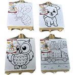 Tuval Boyama Şövaleli Set 20X20 - Fırça Ve Boya Dahil