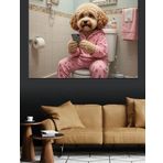 Tuvalette Pijama Köpek Dekoratif Kanvas - Mdf Ahşap Tablo