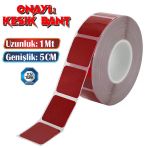 Tüvtürk Onaylı 1 Metre Kırmızı Parçalı Reflektörlü Reflektif Fosforlu Şerit Bant Kesikli İkaz Bandı