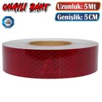 Tuvturk Onayli Belgeli Bant 5 Metre 5 Cm Kirmizi Reflektorlu Reflektif Fosforlu Serit Bant Ikaz Bandi