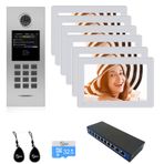 Tuya Akıllı Görüntülü İnterkom Sistemi 6 Ünite 7 Inç IP Görüntülü İnterkom Telefonu Apartman Bina Güvenlik Ev Erişim Kontrol Sistemi, Gece Görüş, Kapı/Kapı Kilidi (1 Kapı Zili+6 Monitör+1 POE)