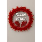 Tüylerle Süslenmiş Sünnet Tefi Vurmalı Çalgı Def Müzik Aleti Sünnet Ablası Tefi Sünnet Kınası Tefi