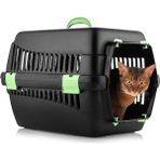 Tüylü Tezgah Kedi ve Küçük Irk Köpek Taşıma Çantası Kedi Box Kutu Yolculuk Veteriner Çantası - Siyah - Yeşil