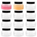TUZAZO 8oz Kapaklı ve Etiketli Plastik Toskana Kavanozları - Premium Doldurulabilir Kozmetik Kapları Krem, Losyonlar, Jeller, Şeker Ovmaları için Şeffaf Boş Vücut Yağı Kavanozları (12'li Paket)