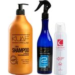 Tuzsuz Keratin Şampuan 1000 ml Mavi Keratinli Fön Suyu Sıvı Saç Kremi 400 ml + Caldion Deodorant