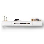 TV Dolabı TV Sehpası TV Altları için Yüzer TV Standı, Duvara Monte TV Konsolu, Modern Masif Ahşap Yüzen TV Üniteleri Depolama Çekmeceli Eğlence Merkezi Oturma Odası Dolabı (Beyaz, 180x24x20cm)