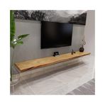 TV Dolabı TV Sehpası Yüzer Raflar TV Altında, Sağlam Çam Ağacı Duvar Rafı Ünitesi, Oturma Odası Yatak Odası Çalışma Odası için Rustik Çiftlik Evi Tarzı Duvar Deposu (Doğal, 180x30x4,7 cm)