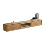 TV Dolabı TV Standı Duvara Monte Yüzer TV Sehpası, Meşe Yüzer TV Ünitesi, Çift Katmanlı Çekmece ve Açılır Cam Kapı, Modern Medya Konsolu TV'ler, Yer Tasarruflu Oturma Odası Dolabı (1600x250x250)