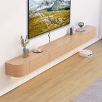 TV Dolabı Yüzer TV Sehpası, Medya Duvar Ünitesinde Kapılı 200 cm TV Dolabı, Modern Eğlence TV Konsolu Oturma Odası ve Ofis için Dekoratif Depolama TV Ünitesi (açık Kahverengi, 120 cm