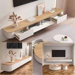 TV Dolabı Yüzer tv standı dolabı, duvara monte tv ünitesi TV duvar ünitesinde kapılı beyaz yüzen TV dolabı, Oturma odası ve ofis için eğlence depolama TV konsolu (kahverengi, 160cm/63.0