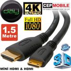 TV - Kamera ve Tablet Uyumlu Mini Hdmi to Hdmi Kablo (1.5 Metre)