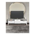 TV Sehpası 160 cm Kapaklı Raflı Televizyon Ünitesi Salon Oturma Odası TV Sehpa 5075 Atlantik