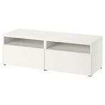 Tv Sehpası, Beyaz, 120X42X39 Cm, Lappvıken, Çıt Çıt Raylı