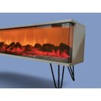 Tv Sehpası Full Şömineli Kumandalı Bluetooth Stereo Ses 6 Modlu Ünite Mdf Metal Ayak - Beyaz - SİYAH AYAK