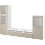 Tv Ünitesi, Beyaz-Açık Gri-Bej, 300X42X193 Cm, Lappvıken/sındvık, Çıt Çıt Raylı
