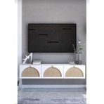 Tv Ünitesi ,tv Sehpası ,iskandinav Jüt Kumaşlı Ultra Lüks (ÖZEL TASARIM) Mdf E150xd32xy30cm - Beyaz