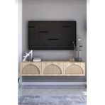 Tv Ünitesi ,tv Sehpası ,iskandinav Jüt Kumaşlı Ultra Lüks (ÖZEL TASARIM) Mdf E150xd32xy30cm - Kahverengi