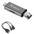 TV xStream SD Kart Okuyucu, Depolama Genişletme veya Dosya Aktarım Seti, Fire Sticks, Medya Cihazları, Oyun Sistemleri, 3'ü 1 Arada USB 2.0 / USB C/Mikro USB Kart Okuyucu - SD Kart, Micro SD, OTG Kablosu Dahil
