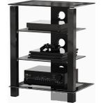 Tv/hifi Rafı, Cam & Alüminyum, Ayarlanabilir, 570×420×739 mm - Siyah