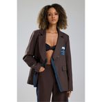 tw3 Kadın Denim Garnili Dantel Baskı Detaylı Blazer Ceket