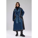 tw3 Kadın Denim Garnili Dokuma Kumaş Karışımlı Tasarım Trençkot