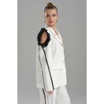 Tw3 Kadın Tek Omuzu Açık Tasarım Blazer Ceket - Beyaz