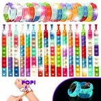 TwCare 32 ADET Bileklik Karanlıkta Parlayan Pop it Fidget Oyuncak, Gökkuşağı Parti Şekerleri, Anksiyete Önleyici Stres Giderici Bileklik Seti, Push Bubbles Duyusal Otistik Paket Çocuklar 5 8 12 Yaş Yetişkin