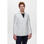 Tween Slim Fit Beyaz Keten-pamuk Karışımlı Kumaş Ceket