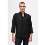 Tween Slim Fit Siyah %100 Keten Gömlek