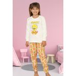 Tweety Desenli Kız Çocuk Pijama Takımı Ekru - 3 - 4 Yaş