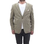 Twenhil Fistan Store Erkek Desenli Italyan Kesim Dar Kalıp Tek Düğme Blazer Ceket - 60 - Haki Yeşil